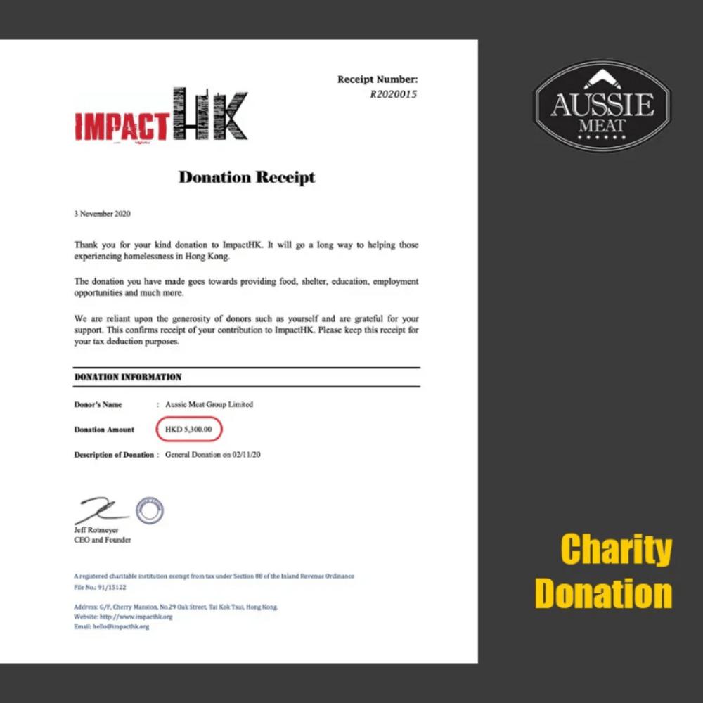 AUSSIE MEAT RAISED 5300 HKD IN OCTOBER 2020 FOR IMPACTHK