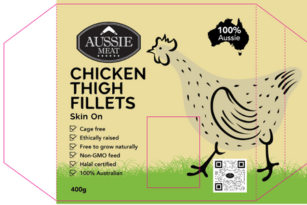 Australian Hormone Free Chicken Thigh Fillets (Skin-On & Boneless, 400g)
